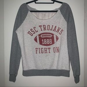 Victoria’s Secret PINK USC Trojans off-the-shoulder gray sweater. Size S.